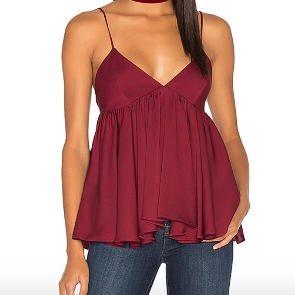 Milly Silk Maroon Rosette Cami